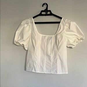 J. Crew White Puff Sleeve Blouse